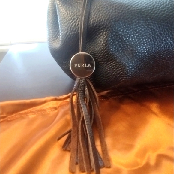 Furla Brown Pebbled Leather Shoulder Bag With Charm - Picture 12 of 14